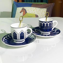 Cups Saucers European Ceramic Coffee Cup And Saucer Set French Household Afternoon Flower Tea With Dish Spoon Drinkware