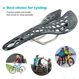 Bike Saddles Carbon Fibre Mountain Road Bicycle S Veins Racing Hollow Seat Bicicleta Parts Riding Cycling Equipment Drop Delivery Spor Dhvkj