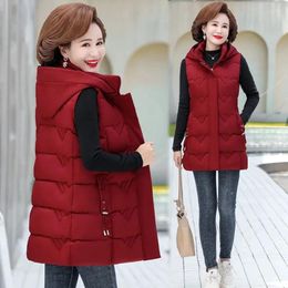 Women's Vests Mother Detachable Hooded Vest Jacket 8xl Fashion Slim Sleeveless Coat Casual Waistcoat Jackets 2024 Autumn Winter