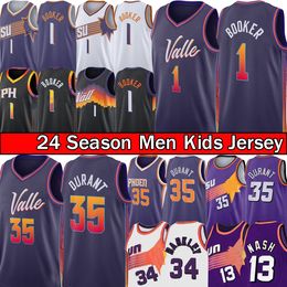 PHX Devin Booker Kevin Durant Basketball Jersey Bradley Beal 3 Phoenixs Sun Jerseys Men Steve 13 Nash Charles 34 Barkley City Blue Sports Shirt Breathable Vest