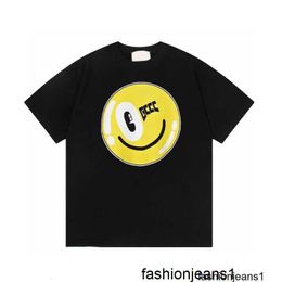 Designer Simple texture printed short sleeved correct version G family summer couple smiling face niche design loose round neck short sleeved T-shirt DBJ1