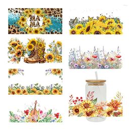 Window Stickers UV DTF Sticker Flower Theme For The 16oz Libbey Glasses Wraps Cup Can DIY Waterproof Easy To Use Custom Decals D1915