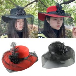Berets Fascinator Hat For Women With Net Veil Tea Party Bridal Shower Wedding F0T5