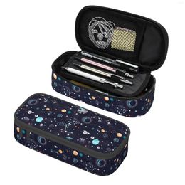 Storage Bags Space Planet Galaxy Print Large Capacity Pencil Case Pen Bag With Zipper Compartments Stationery Organizer For Travel Office