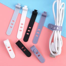 1/5/10/20Pcs Silicone Cable Ties Earphone Wire Cord Organizer Clips USB Data Charging Cord Holder Management Buckle 3 Hole Strap