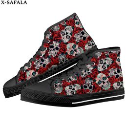 Suger Skull Trippy Men Vulcanized Sneakers High Top Canvas Shoes Classic Brand Design Men Flats Shoes Lace Up Footwear-3
