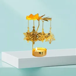Candle Holders Holder For Christmas Decoration Golden Alloy Leaves Carousel Candlestick Wedding Party Weddings