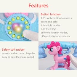 Kids Telephone Early Educational Toy with LED Light Sound Music for Children Boys Girls Birthday Christmas Gifts