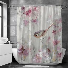 Shower Curtains Bird Flower Retro Bathroom Curtain Chinese Style Frabic Waterproof Polyester Cortinas De Ducha