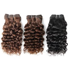 Wigs Wigs Water Wave Brazilian Human Hair Bundles Natural Colour #2 #4 Dark Brown Curly Hair 50g/bundle Weaving Gemlong