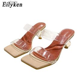 Dress Shoes Leopard Grain PVC Jelly Women Slippers Fashion Transparent Strange Low Heels Sandals Designer Square Toe Summer H240403FD26