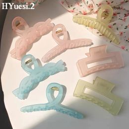 Elegant Transparent Frosted Hair Claws Jelly Color Cross Rectangle Shark Hairpin Crab Women Girls Summer Party Headwear