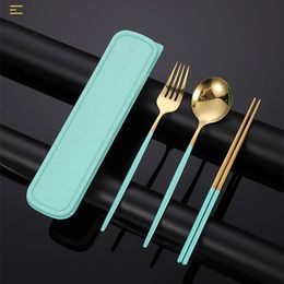 2024 Portable Stainless Steel Cutlery Portuguese Creative Student Outdoor Tableware Reusable Travel CampSpoon Gifts Box Dinnerware for for