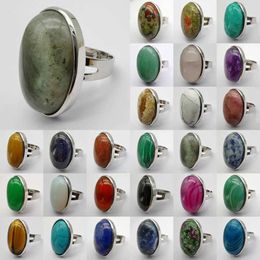 Band Rings Labrador Quartz Unakite Epidote Turquoise Ruby Amethyst Agate Oval gel Ring Size 8 Jewelry Gift for Women