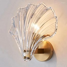 Wall Lamp Minimalist Modern Crystal Shell Shape For Bedroom Study Living Room Bedsides Led Home Lighting Fixtures