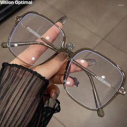 Sunglasses Frames Vision Optimal Women Fashion Large Square Ultra Light TR90 Titanium Frame Optical Prescription Anti Blue Glasses 210025
