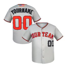 Jersey de beisebol cinza/vermelho personalizada Número personalizado Botão para baixo camisa camisa