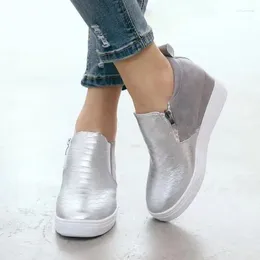 Fitness Shoes Winter Women Ankle Boots Low-Heels Round Toe Ladies Casual Zipper Shiny Crystal Warm Booties Females