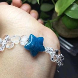 Link Bracelets S925 Natural Apatite Star Clear Quartz Faceted Teardrop Bracelet Charms Fortune Energy Mineral Woman Jewellery Gift 1PCS