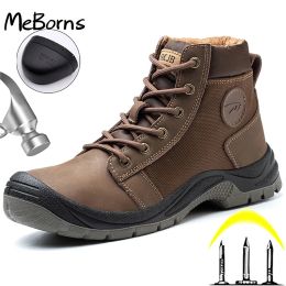 Oxfords High Quality Men Work Shoes Boots Indestructible Shoes Antipuncture Safety Shoes Boots Hiking Shoes Steel Toe Army Boots Male