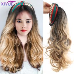 Wigs Wigs XIYUE Synthetic Long Lolita Cute Half Headband Wig With Hair Band Fluffy Clip in Hair Straight/Curly Seamless Hairpie