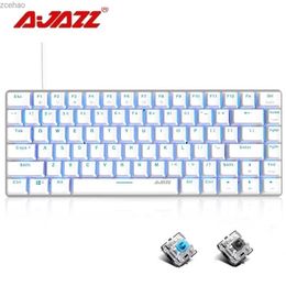 Keyboards AK33 AJAZZ Mechanical Keyboard 82 Key Layout Blue Black Switch with Ice Blue Backlit Game Keyboard Used for PC Game AccessoriesL2404