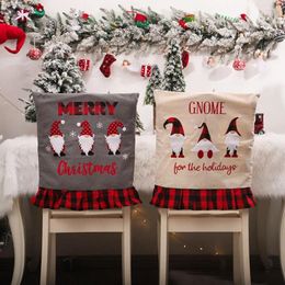 Chair Covers Elf Holiday Back Gnome Kitchen Accessories Xmas Party Supplies Seat Cover Christmas Decorations