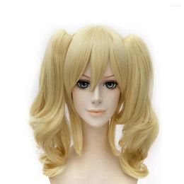 Party Supplies Anime Cosplay Wigs For Women Blond Synthetic Wig With 2 Ponytails Halloween Costume