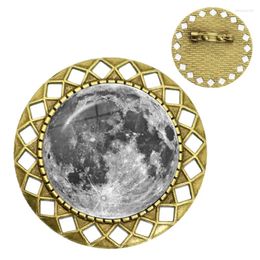 Brooches R Eclipse Pattern 25mm Glass Cabochon Phase Of The Moon Pins Jewelry For Astronomy Enthusiast Gift