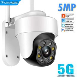 Other CCTV Cameras 5MP Tuya WiFi IP Camera Outdoor 5G Wireless Video Surveillance Camera Alexa Google Home Security Auto Tracking Smart Life APP Y240403