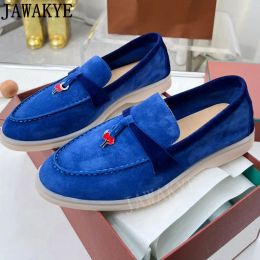 Loafers Designer New Ladies Suede Leather Loafers Women Fashion Colour Pendant Slip On Daily Shoes Driving Shoes Women & Men Loafers