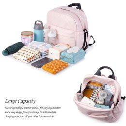Soboba Waterproof Plaid Pink Diaper Backpack for Moms with Large Capacity and Well-Organized Space Nappy Changing Bag