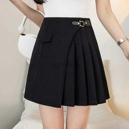 Urban Sexy Dresses A-line Pleated Mini Skirt 2024 New Spring Summer High Waist Skirt Women Fashion Asymmetrical Black Short Skirts For Woman 2443