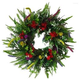 Decorative Flowers Realistic Artificial Wreath For SpringHigh Quality Lavender Daisy Garland Front Door Home Wildflower