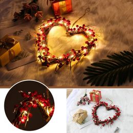 Decorative Flowers Fall Topiary 16-Inch Garland Day Valentine'S With Lights Heart-Shaped Decoration & Hangs Grapevine Wreath 18