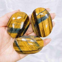 Massage Stones Rocks Natural Tiger Eye Stone Hot Compress Massage Palm Stone Crystal Energy Reiki Healing Fingertip Toy Home Decoration Ellipse Gift 240403