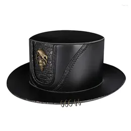 Berets Gothic Knight Top Hat Steampunk Punk Style Magician With Skull Adult Women Men Costume Cap Halloween Accessories