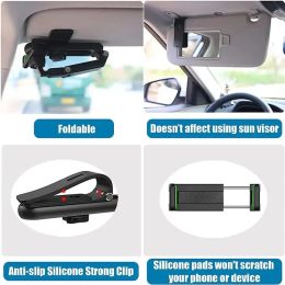 Universal Sun Visor Car Rearview Mirror Phone Holder 1800 Rotate Car Phone Holder Mount Stand Dash Cam GPS Smartphone Bracket