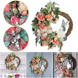 Decorative Flowers Easter Wreath Hanging Plastic 40CM Artificial Flower For Front Door Wall Window Decoration