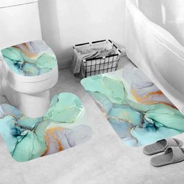 Shower Curtains Bathroom Decor Accessories Modern 3d Print Curtain Set With Anti-slip Rug Soft Flannel Bath Mat Waterproof For A