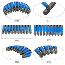 6pc 50mm PH1 PH2 PH3 PZ1 PZ2 PZ3 Magnetic Screwdriver Bit Set 1/4" Hex Shank Anti Slip Phillips Electric Power Tool Accessories