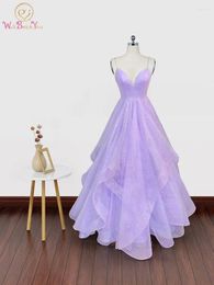 Party Dresses Lilac Long Prom 2024 Glitters Tulle Ball Gown Spaghetti Strap Sleeveless Evening Gowns CUSTOM MADE