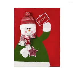 Chair Covers Washable Cover Festive Christmas Snowman Santa Claus Design For Dining Room Seat Protection Home Decoration