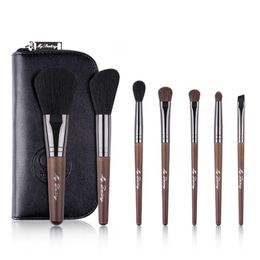 7pcs Makeup Brushes Set Natural Wool Goat Hair Powder Blush Contouring Eye Shadow Make up Brush With Bag For Travel 240403