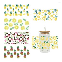 Window Stickers UV DTF Transfer Sticker Fruit Pineapple For The 16oz Libbey Glasses Wraps Bottles Cup Can DIY Waterproof Custom Decals D4989