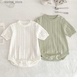 Rompers Summer Baby Girl Boy Sleeveless Romper Baby Knitting Rompers Cute Overalls Thin Newborn Baby Boys Clothes Hollow Out Jumpsuit L240402