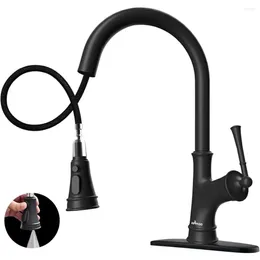 Kitchen Faucets Single Hole Wall Tap Matte Black Faucet With Pull Down Sink Kit Kichen Acceesories Water Mixer Fixture Home Improvement