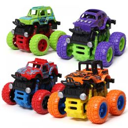 Mini Inertia Car Monster Truck Four-Wheel Drive Vehicle Crashproof Stunt Car Pull Back Toys for Boys Girls Kids Gift