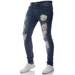 Cross Border European and American Emblem Embroidered Men's Jeans with Knee Tears Zipper Small Feet Pants Foreign Trade Large Size Denim Pants Purple Jeans 522