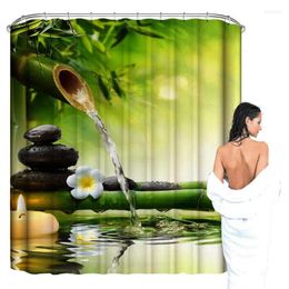 Shower Curtains Green Fabric 3D Printing Forest Curtain Plant Tree Landscape Bath With Hooks For Bathroom